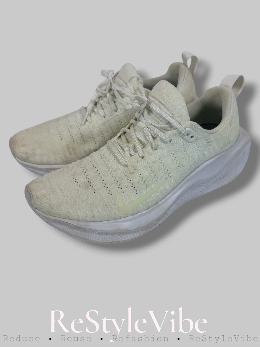 NIKE Women’s Size 11 Shoes Infinity Run 4 ReactX Technology All White FlyKnit
